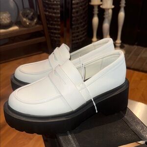 Women's White Platform Loafers